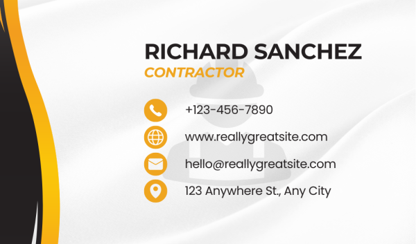 Construction Business Card Design - Elegant - Orange and Black