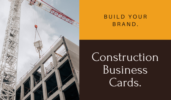 Construction Business Cards - Minimalistic - Yellow and Brown