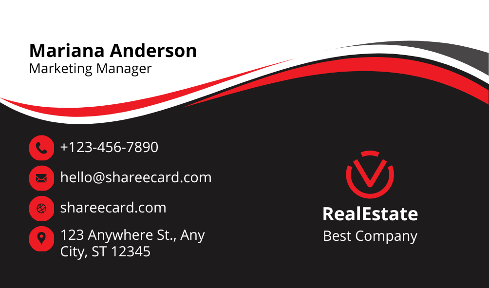 Real Estate Business Card Design - Modern - Black and Red