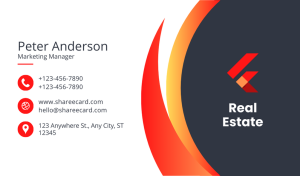 Real Estate Business Card Design – Modern – Fiery Red and Orange