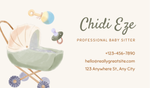 Aesthetic Babysitting Business Card Design