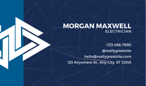 Blue Electrician Business Card Design