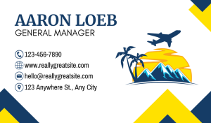 Blue-Yellow Travel Agent Business Card Design