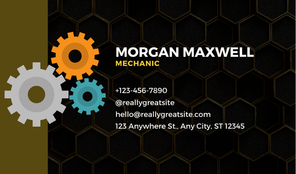 Brown-Golden Mechanic Business Card