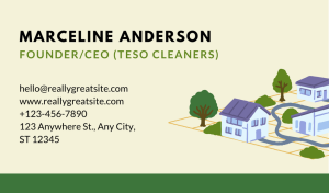 Cream-Green Cleaning Business Card Design