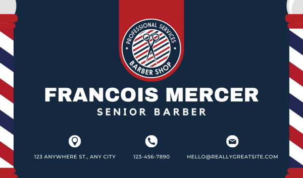 Dark Blue Barber Business Card Design