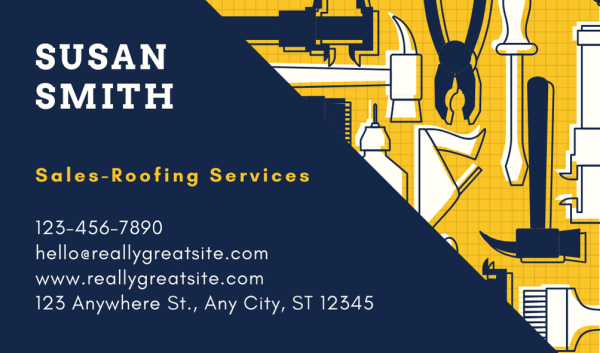 Dark Blue Roofing Business Card