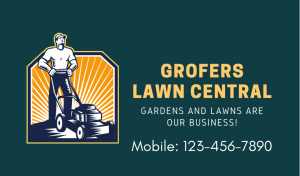 Dark Green Lawn Care Business Card Design