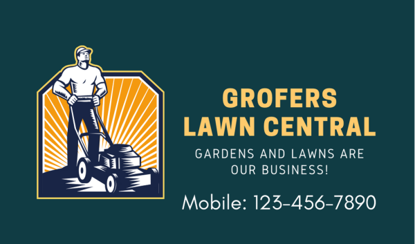 Dark Green Lawn Care Business Card