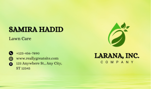 Light Green Lawn Care Business Card Design