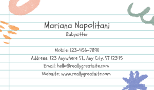 Notebook Print Babysitting Business Card Design