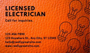 Orange Electrician Business Card Design