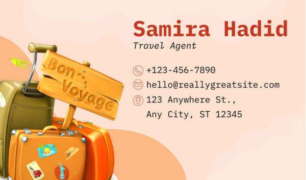 Orange Travel Agent Business Card