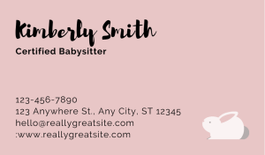 Pink Babysitting Business Card Design