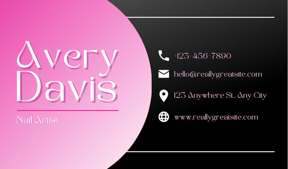 Pink-Black Nails Business Card