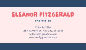 Pink-Blue Babysitting Business Card Design