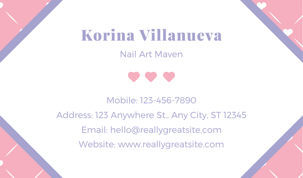 Pink Nails Business Card