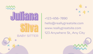 Purple Babysitting Business Card Design