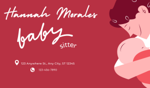 Red Babysitting Business Card Design