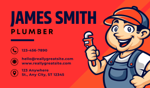 Red Plumbing Business Card Design