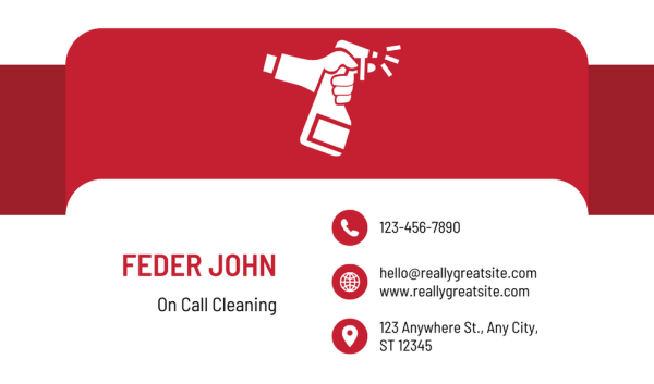 Red-White Cleaning Business Card