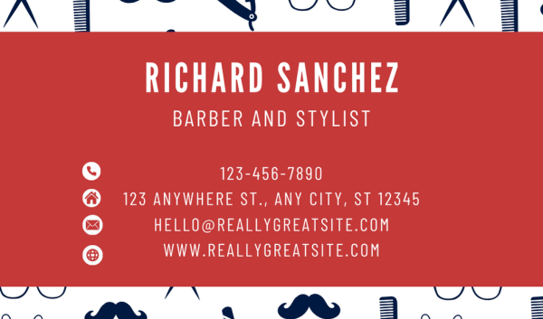 White-Red Barber Business Card Design