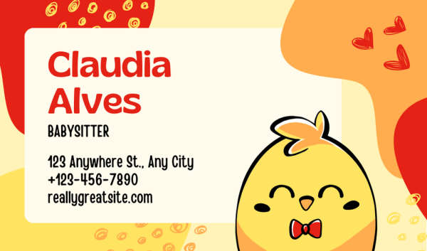 Yellow Babysitting Business Card