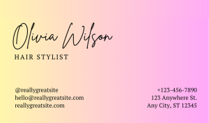 Yellow-Pink Hair Stylist Business Card