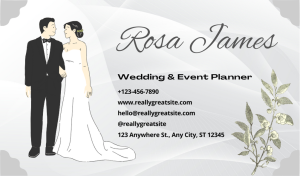 Grey Wedding Business Card Design