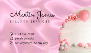 Pink Balloon Service Business Card Design