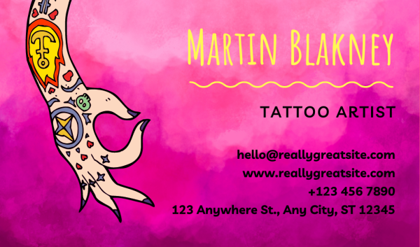 Pink Tattoo Business Card