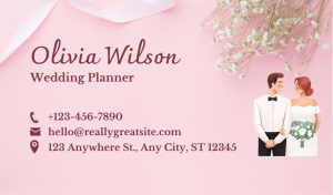 Pink Wedding Business Card Design